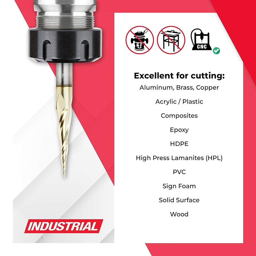 Amana Tool Up Cut Spiral CNC Router Bits for 2D/3D Carving